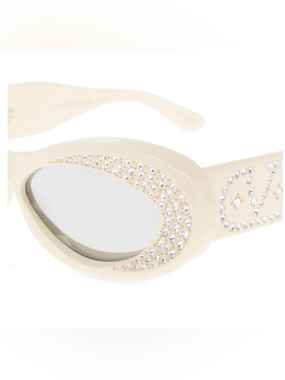 Valentino Eyewear Creme Cat-Eye Crystal Frame Sunglasses - Picture 8 of 11